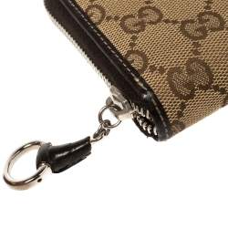 مملوكة مسبقًا Gucci Beige GG Canvas Zip Around Wallet 