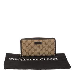 مملوكة مسبقًا Gucci Beige GG Canvas Zip Around Wallet 