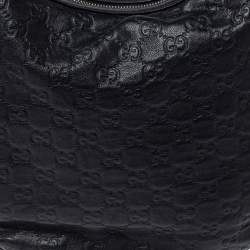 Pre Owned Gucci Black Guccissima Leather GG Twins Small Hobo