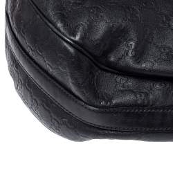 Pre Owned Gucci Black Guccissima Leather GG Twins Small Hobo