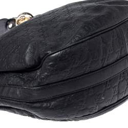 Pre Owned Gucci Black Guccissima Leather GG Twins Small Hobo