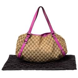 مملوكة مسبقًا Gucci Beige/Pink GG Canvas and Leather Medium Abbey Shoulder Bag