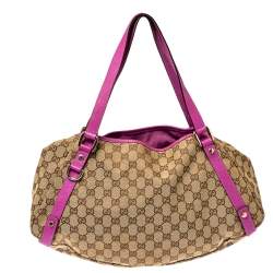 مملوكة مسبقًا Gucci Beige/Pink GG Canvas and Leather Medium Abbey Shoulder Bag