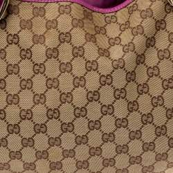 مملوكة مسبقًا Gucci Beige/Pink GG Canvas and Leather Medium Abbey Shoulder Bag