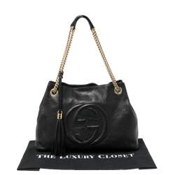 مملوكة مسبقًا Gucci Black Grained Leather Soho Chain Shoulder Bag
