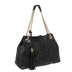 مملوكة مسبقًا Gucci Black Grained Leather Soho Chain Shoulder Bag