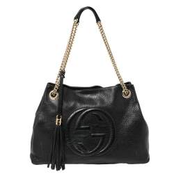 مملوكة مسبقًا Gucci Black Grained Leather Soho Chain Shoulder Bag
