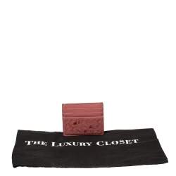 Pre Owned Bottega Veneta Pink Leather Card Holder