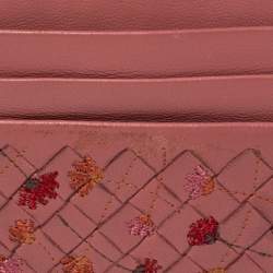 Pre Owned Bottega Veneta Pink Leather Card Holder