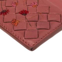 Pre Owned Bottega Veneta Pink Leather Card Holder
