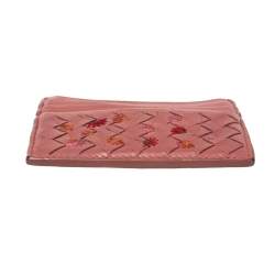 Pre Owned Bottega Veneta Pink Leather Card Holder