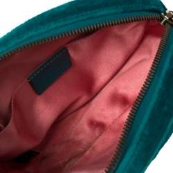 Pre Owned  حقيبة خصر غوتشي جي جي مارمونت قطيفة ماتيلاس تركواز