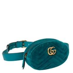 Pre Owned  حقيبة خصر غوتشي جي جي مارمونت قطيفة ماتيلاس تركواز