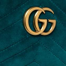 Pre Owned  حقيبة خصر غوتشي جي جي مارمونت قطيفة ماتيلاس تركواز