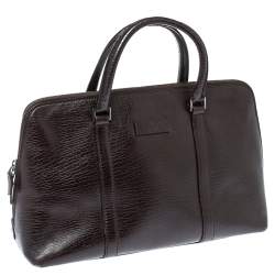 Pre Owned Gucci Dark Brown Leather Zip Satchel