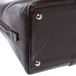 Pre Owned Gucci Dark Brown Leather Zip Satchel