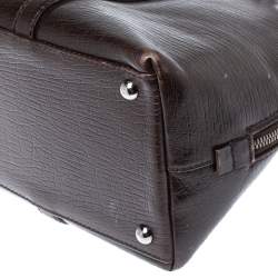 Pre Owned Gucci Dark Brown Leather Zip Satchel