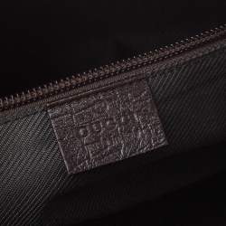 Pre Owned Gucci Dark Brown Leather Zip Satchel