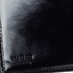 Gucci Black Patent Leather Trifold Wallet