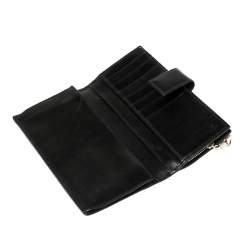 Pre Owned Gucci Beige/Black GG Canvas and Leather Continental Wallet