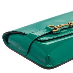 مملوكة مسبقًا حقيبة كلتش غوتشي هورسبيت جلد لامعة خضراء 