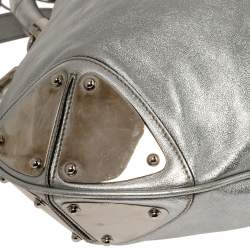 Pre Owned Gucci Silver Leather Large Babouska Indy Hobo