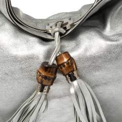 Pre Owned Gucci Silver Leather Large Babouska Indy Hobo