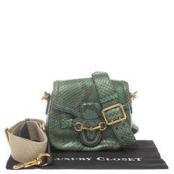 مملوكة مسبقًا حقيبة كتف غوتشي ليدي ويب جلد ثعبان أخضر