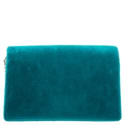 Pre Owned Gucci Teal Velvet and Leather Super Mini Dionysus Crossbody Bag