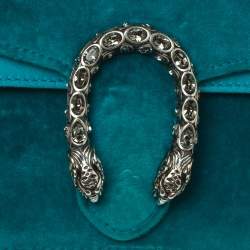 Pre Owned Gucci Teal Velvet and Leather Super Mini Dionysus Crossbody Bag