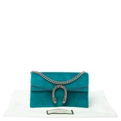 Pre Owned Gucci Teal Velvet and Leather Super Mini Dionysus Crossbody Bag