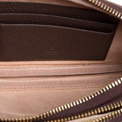 Pre Owned Gucci Beige/Ebony GG Supreme Canvas and Leather Ophidia Wristlet Pouch