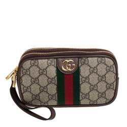 Gucci Ophidia Jumbo GG Pouch Beige/Banana in Canvas with Gold-tone - US
