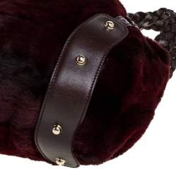 Pre Owned Gucci Burgundy/Brown Mink Fur and Leather Pelham Shoulder Bag