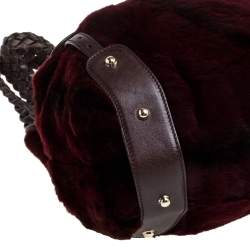 Pre Owned Gucci Burgundy/Brown Mink Fur and Leather Pelham Shoulder Bag