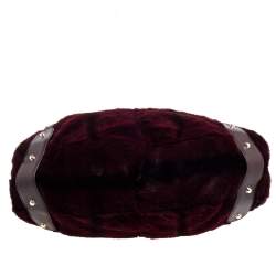 Pre Owned Gucci Burgundy/Brown Mink Fur and Leather Pelham Shoulder Bag
