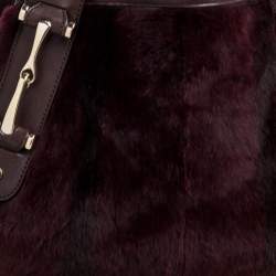 Pre Owned Gucci Burgundy/Brown Mink Fur and Leather Pelham Shoulder Bag