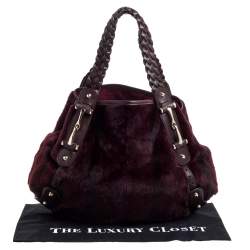 Pre Owned Gucci Burgundy/Brown Mink Fur and Leather Pelham Shoulder Bag