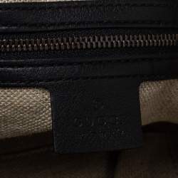 Pre Owned حقيبة غوتشي 1970 بشراشيب سلسلة جلد أسود