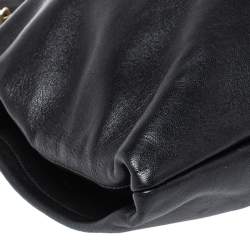 Pre Owned حقيبة غوتشي 1970 بشراشيب سلسلة جلد أسود