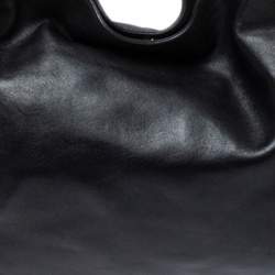 Pre Owned حقيبة غوتشي 1970 بشراشيب سلسلة جلد أسود