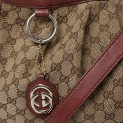 Pre Owned Gucci Maroon/Ebony GG Canvas Medium Sukey Messenger Bag