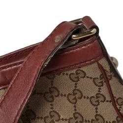 Pre Owned Gucci Maroon/Ebony GG Canvas Medium Sukey Messenger Bag