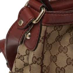 Pre Owned Gucci Maroon/Ebony GG Canvas Medium Sukey Messenger Bag