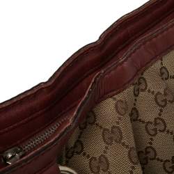 Pre Owned Gucci Maroon/Ebony GG Canvas Medium Sukey Messenger Bag