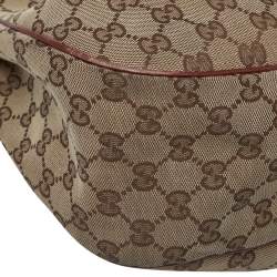 Pre Owned Gucci Maroon/Ebony GG Canvas Medium Sukey Messenger Bag