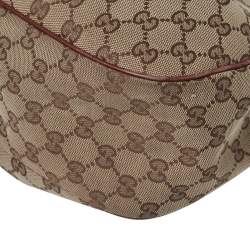 Pre Owned Gucci Maroon/Ebony GG Canvas Medium Sukey Messenger Bag