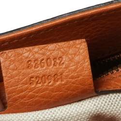 Pre Owned Gucci Orange Leather Small Bamboo Shopper Tote 