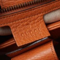 Pre Owned Gucci Orange Leather Small Bamboo Shopper Tote 