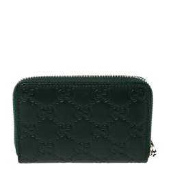 مملوكة مسبقًا Gucci Green Guccissima Leather Zip Around Wallet